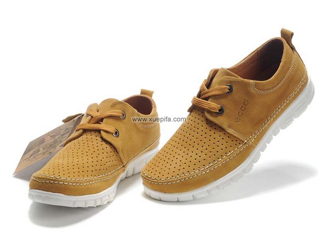 爱步休闲鞋 冲孔透气麦黄色 男