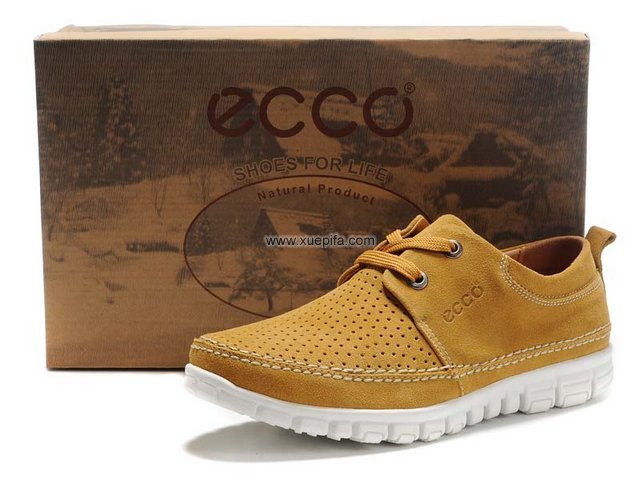 爱步休闲鞋 冲孔透气麦黄色 男