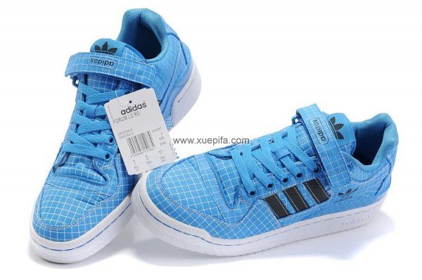 Adidas阿迪三叶草Forumlors板鞋 蓝格子 男女