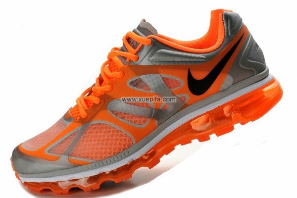 Nike耐克Air max跑鞋 2012全掌气撑橘灰色 男