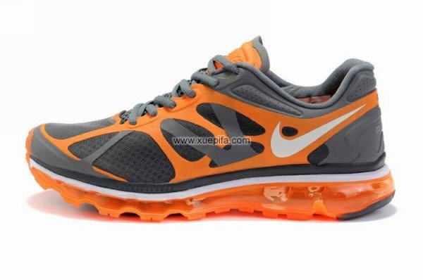 Nike耐克Air max跑鞋 2012全掌气撑灰橘色 男