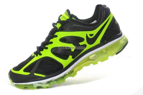 Nike耐克Air max跑鞋 2012全掌气撑黑绿色 男