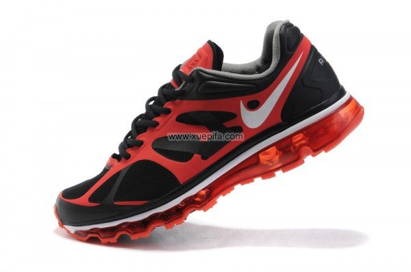 Nike耐克Air max跑鞋 2012全掌气撑黑红色 男