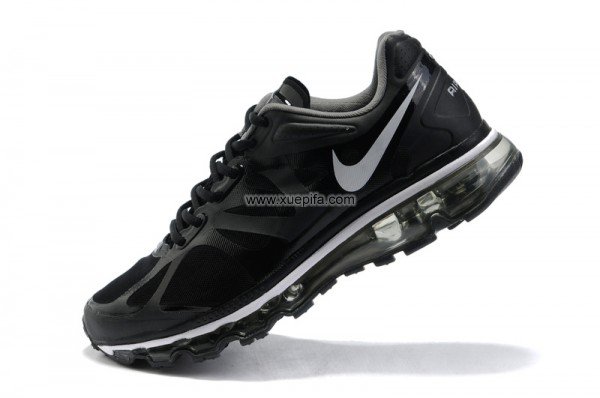 Nike耐克Air max跑鞋 2012全掌气撑黑银色 男女