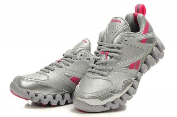 Reebok锐步zig-tech 2012新款毛毛虫皮面银粉红 女