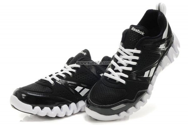 Reebok锐步zig tech 2012新款毛毛虫网面跑鞋黑白色 男