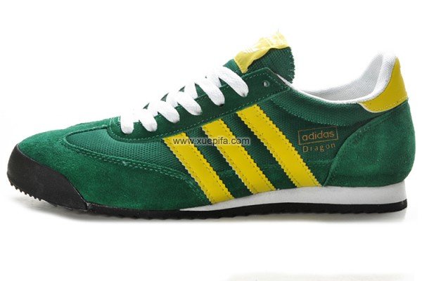 Adidas阿迪三叶草运动板鞋 2012新款陈冠希代言originals dragon黄绿色 男