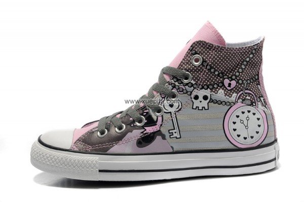 Converse匡威海外版 2012海盗朋克白红黑高帮 女