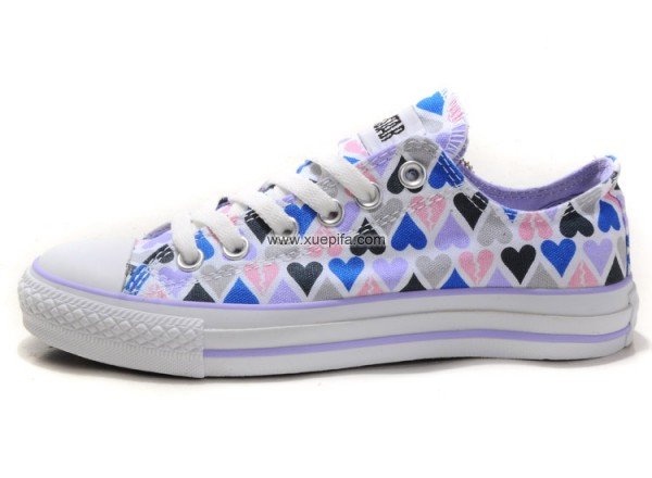 Converse匡威海外版 2012海外日系版心花怒放低帮蓝粉紫 女