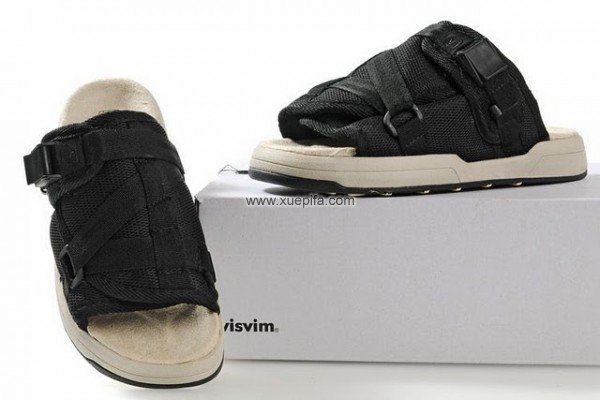 Visvim维维木陈冠希拖鞋 黑网布 男