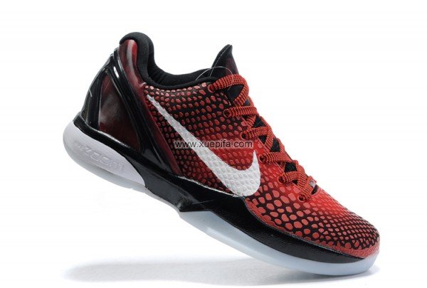 Nike耐克科比6代篮球鞋 2012新款蛇心莫测暗红白 男