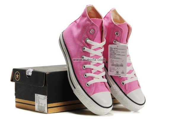 Converse匡威长青款 经典帆布鞋粉色高帮 女