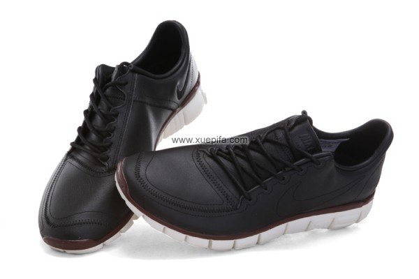 Nike耐克赤足跑鞋 2012秋冬新款5.0 V4 头层皮黑色 男