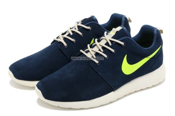 Nike耐克赤足跑鞋 2012新款roshe run反毛皮深蓝 男