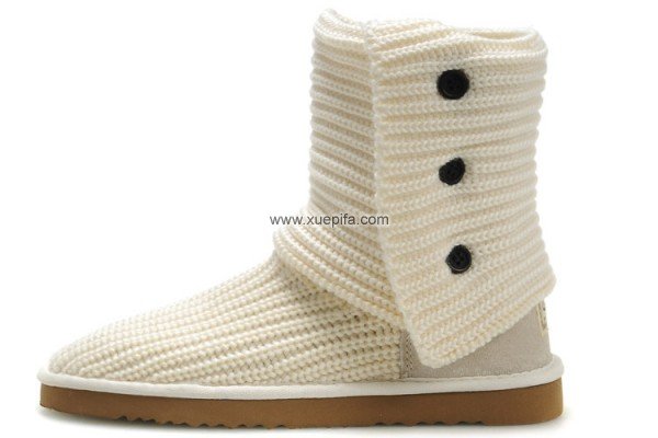 Ugg雪地靴高筒靴 最新款5819经典毛线白色 女