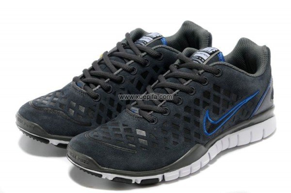 Nike耐克赤足跑鞋 2012新款FREE TR FIT反毛皮灰蓝 男