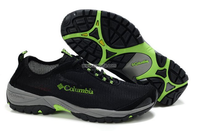哥伦比亚网布鞋 2012夏季透气黑绿 男