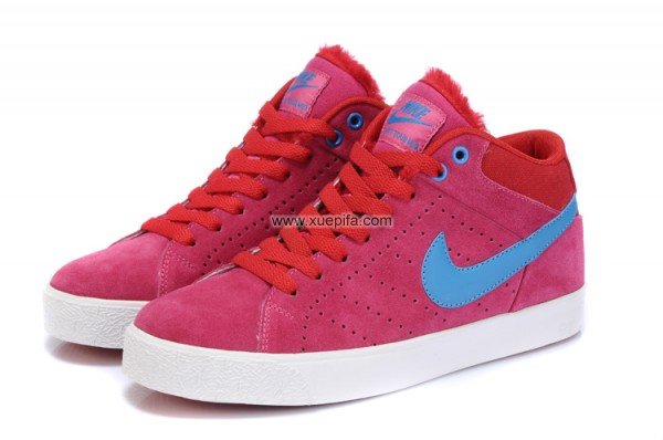 Nike耐克开拓者 雪地靴加毛桃红蓝 女