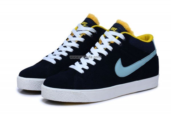 Nike耐克开拓者 雪地靴加毛深蓝玉黄 男