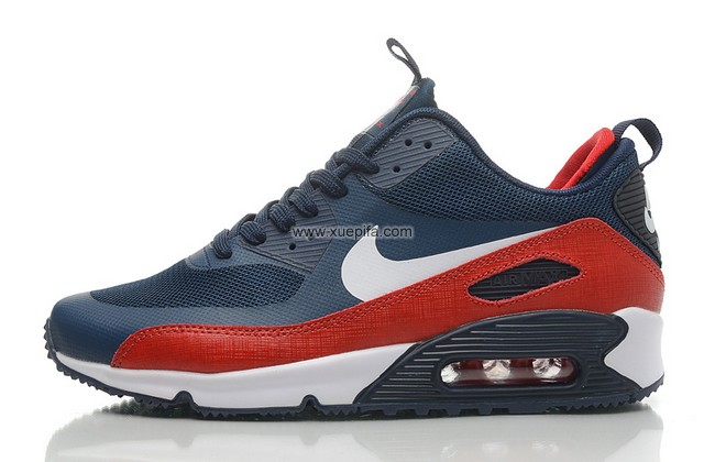 Air max跑鞋90双层鞋口蓝红 男