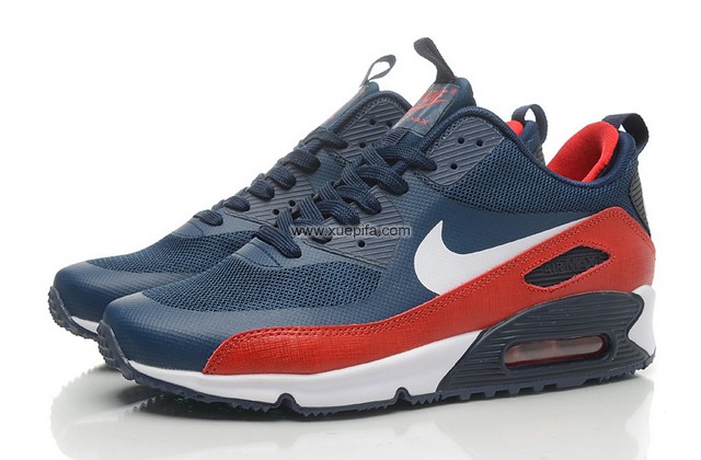 Air max跑鞋90双层鞋口蓝红 男