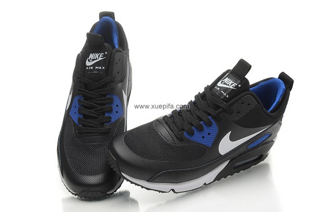 Air max跑鞋90双层鞋口黑蓝 男