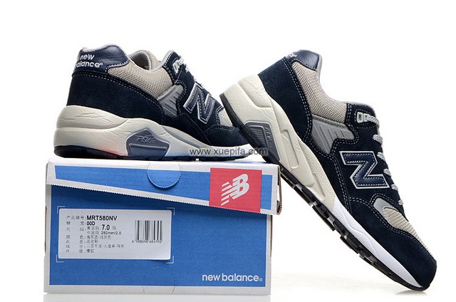 新百伦580NV猪巴革海军兰 男女