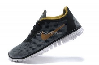 Nike耐克赤足跑鞋 2011新款3.0二代灰金 男