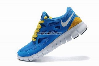 Nike耐克赤足跑鞋 2011新款free run二代刘翔宝蓝白 情侣