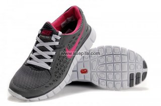 Nike耐克赤足跑鞋 2011新款free run鸟巢图案灰桃红 女