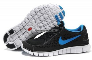 Nike耐克赤足跑鞋 2011新款free run 黑蓝 男