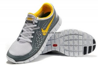 Nike耐克赤足跑鞋 2011新款free run 白灰黄 男