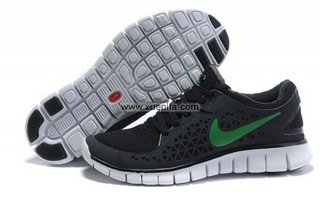 Nike耐克赤足跑鞋 2011新款free run 黑绿 男