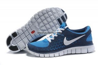 Nike耐克赤足跑鞋 2011新款free run 蓝白 男