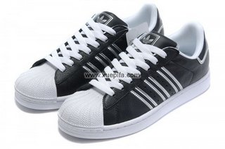 Adidas阿迪三叶草贝壳头板鞋 2011新款黑银 情侣