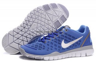 Nike耐克赤足跑鞋 free run 2012羽毛球鞋蓝白 情侣