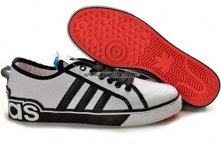Adidas阿迪三叶草潮流帆布鞋 2011新款nza白黑 男
