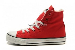 Converse匡威经典帆布 2011新款毛绒拉链红色 女