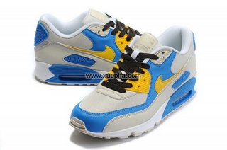 Nike耐克Air max跑鞋 90增高气垫跑步鞋灰蓝黄 男女