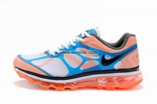 Nike耐克Air max跑鞋 2012全掌气撑白蓝橘 男