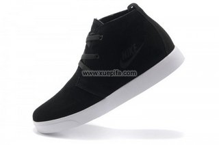 Nike耐克休闲潮鞋 2012新款反绒皮高帮黑色 男