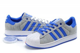 Adidas阿迪三叶草superstarII板鞋 2012新款白灰蓝绿色 男女
