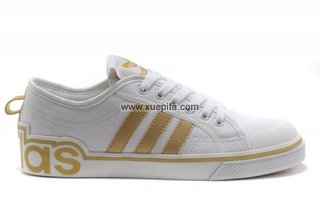 Adidas阿迪三叶草潮流帆布鞋 2012新款休闲板鞋白金色 男