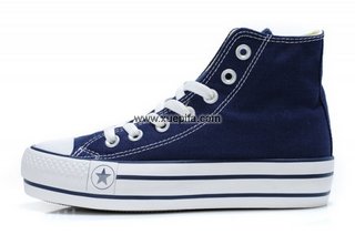 Converse匡威经典帆布 增高鞋高帮蓝色 女