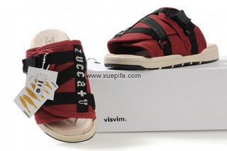 Visvim维维木陈冠希拖鞋 酒红英文 男女