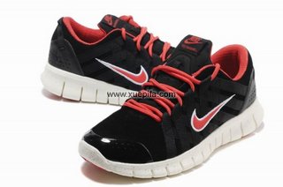Nike耐克赤足跑鞋 2012新款反毛皮Free-Powerlines黑红 男