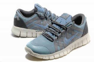 Nike耐克赤足跑鞋 2012新款反毛皮Free-Powerlines黑灰蓝 男