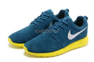 Nike耐克赤足跑鞋 2012新款roshe run反毛皮蓝黄 男