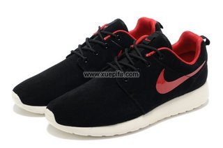 Nike耐克赤足跑鞋 2012新款roshe run反毛皮白红 男