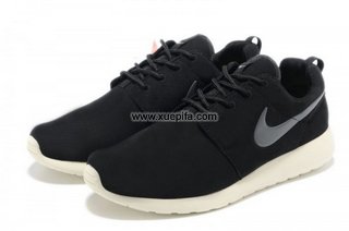Nike耐克赤足跑鞋 2012新款roshe run反毛皮黑灰 男